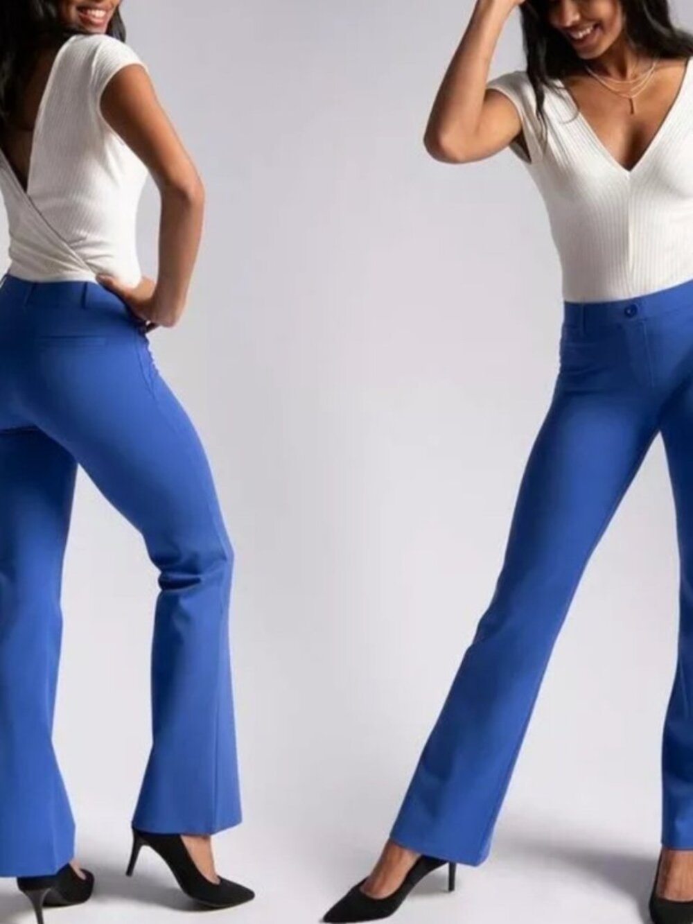 New Betabrand Aegean Blue Bootcut Classic Dress Pant Yoga Pants Medium Petite - Picture 1 of 4